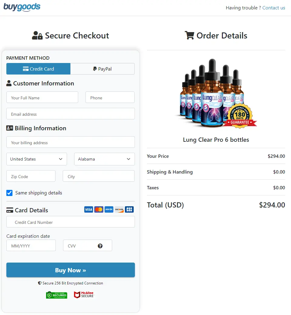 Lung Clear Pro Secure Checkout